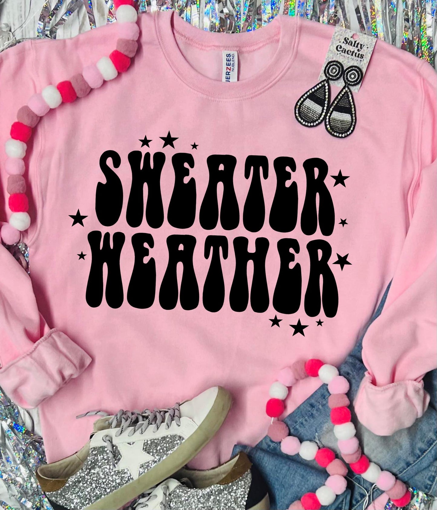 Sweater Weather Star Pale Pink Sweatshirt