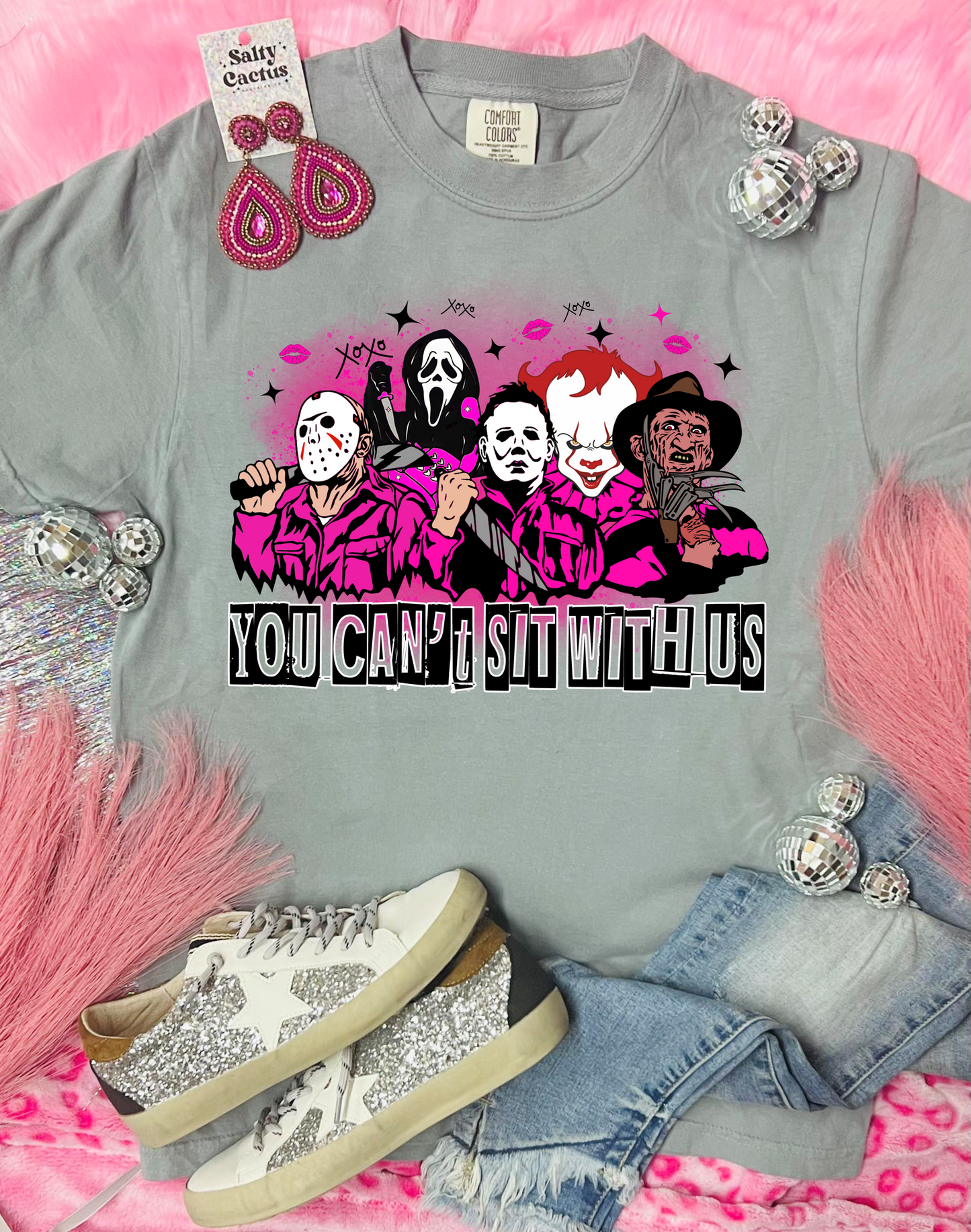 *DTG* You Can't Sit With Us Halloween Granite Comfort Colors Tee