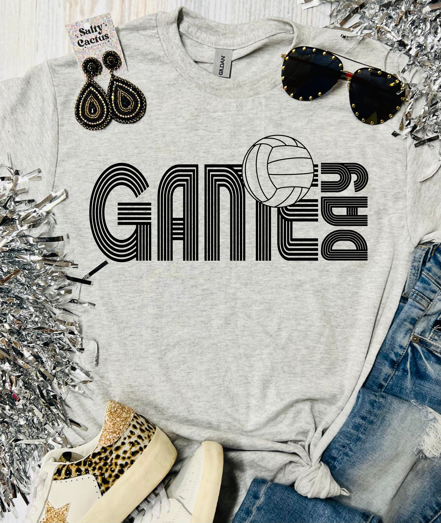 Game Day Line Volleyball Ash Grey Tee