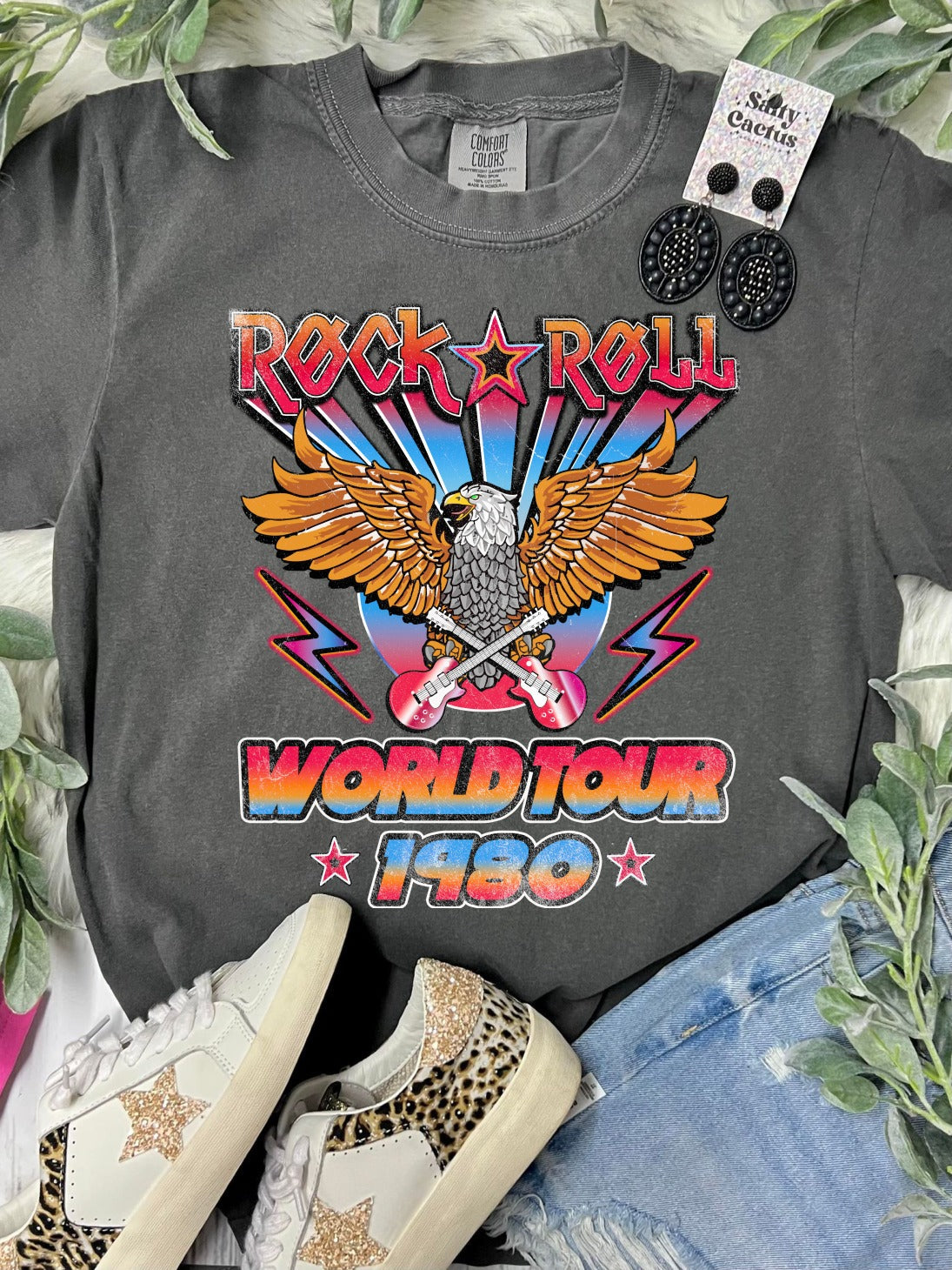 *DTG* Rock N Roll Tour 1980 Pepper Comfort Color Tee