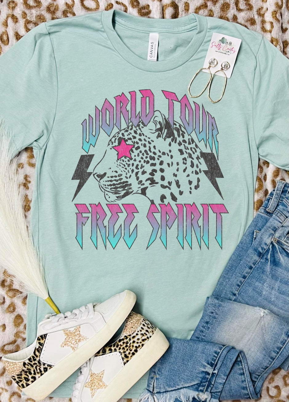 World Tour Free Spirit Dusty Blue Tee