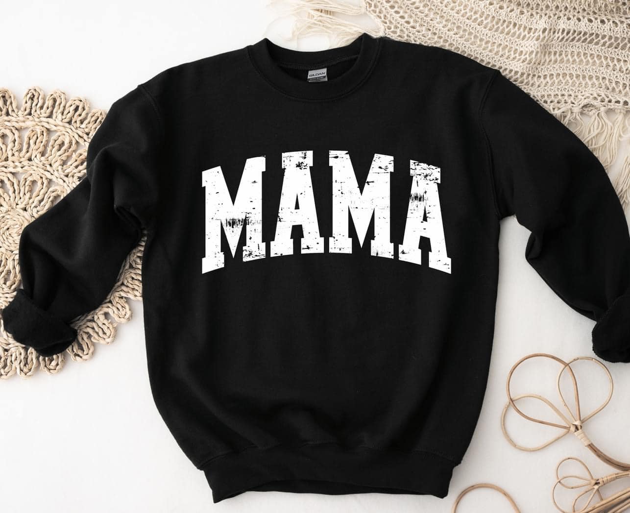 *SP* White Mama Grunge on Black Sweatshirt