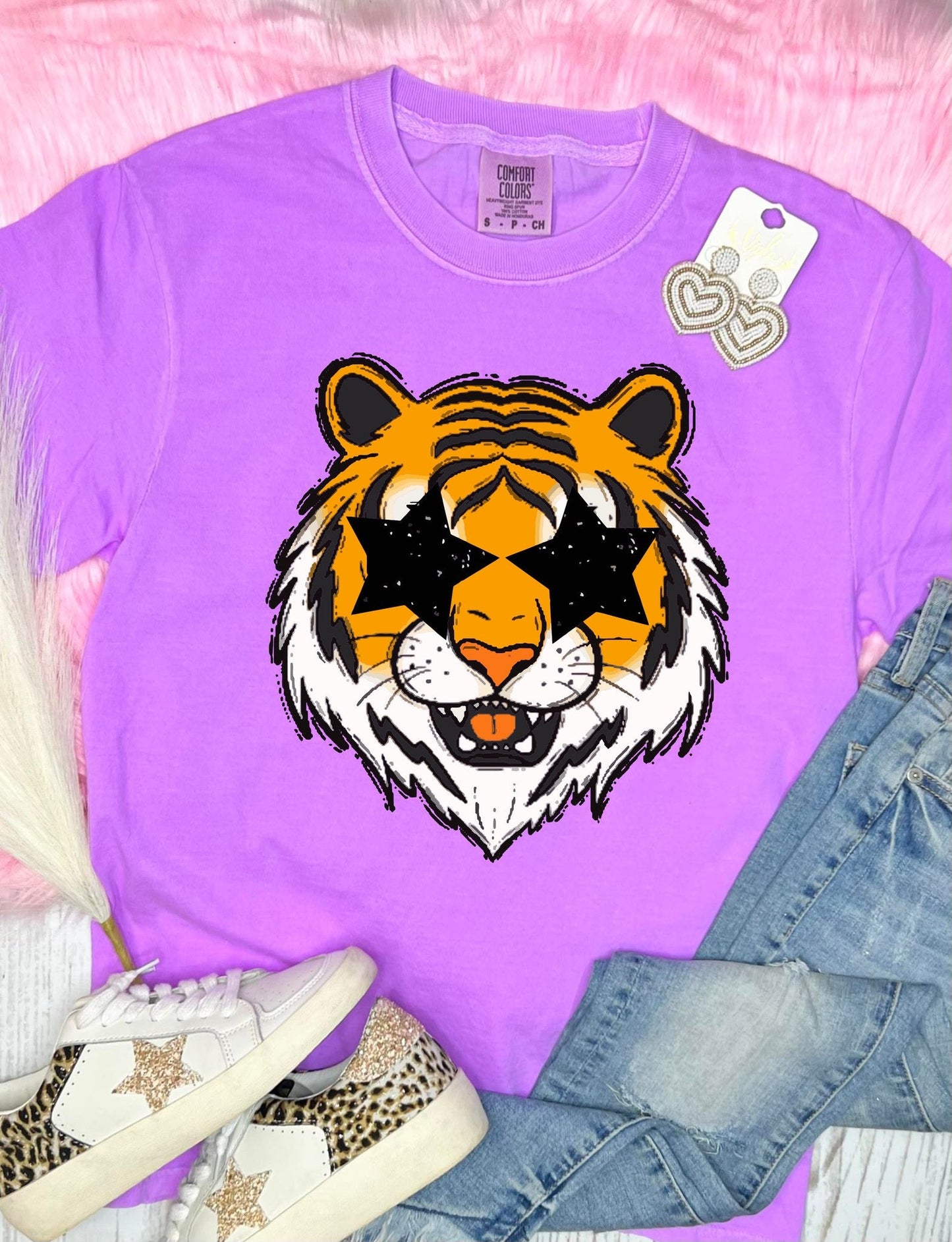 *DTG* Tiger Stars Neon Violet Comfort Color