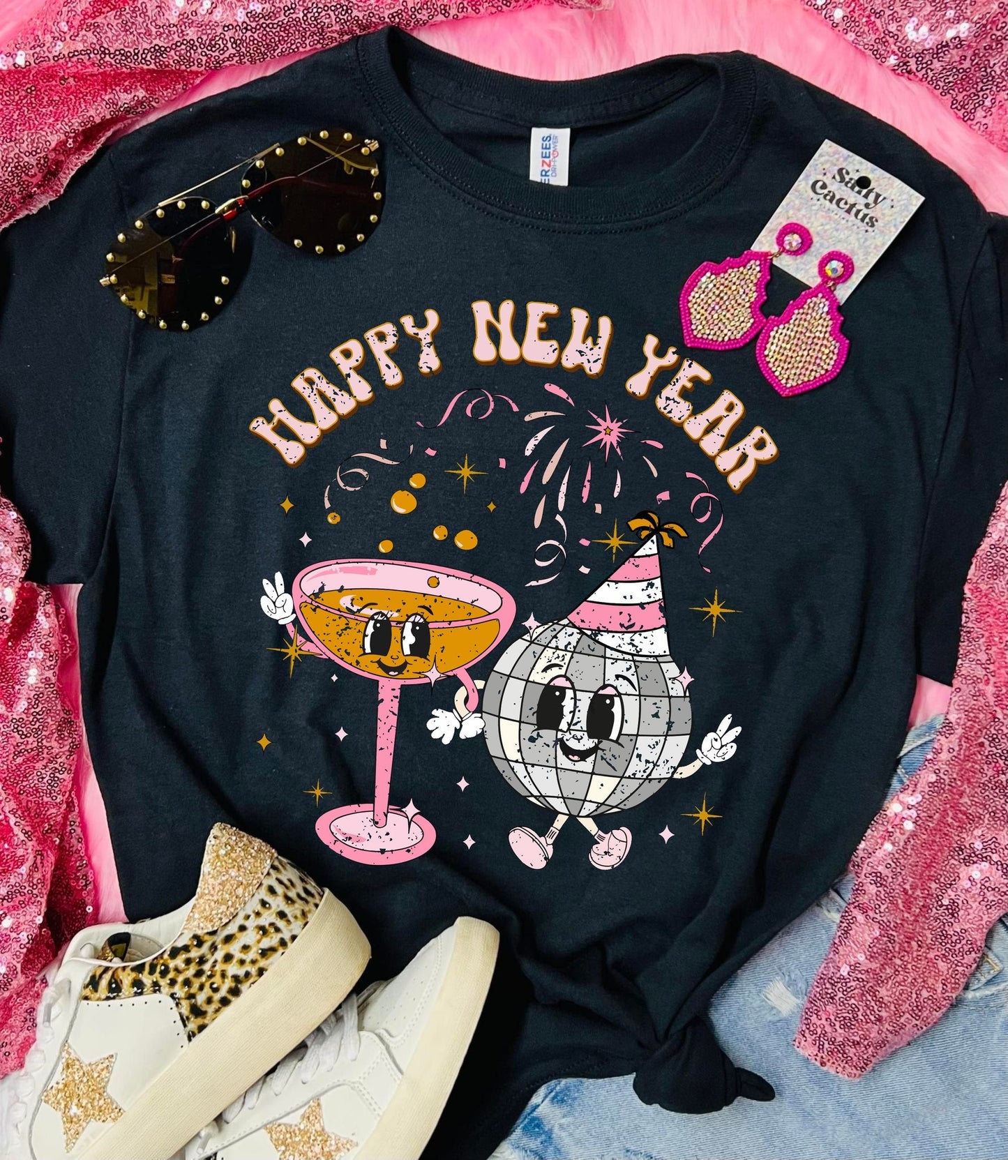 *DTG* Happy New Year Champagne Black Tee