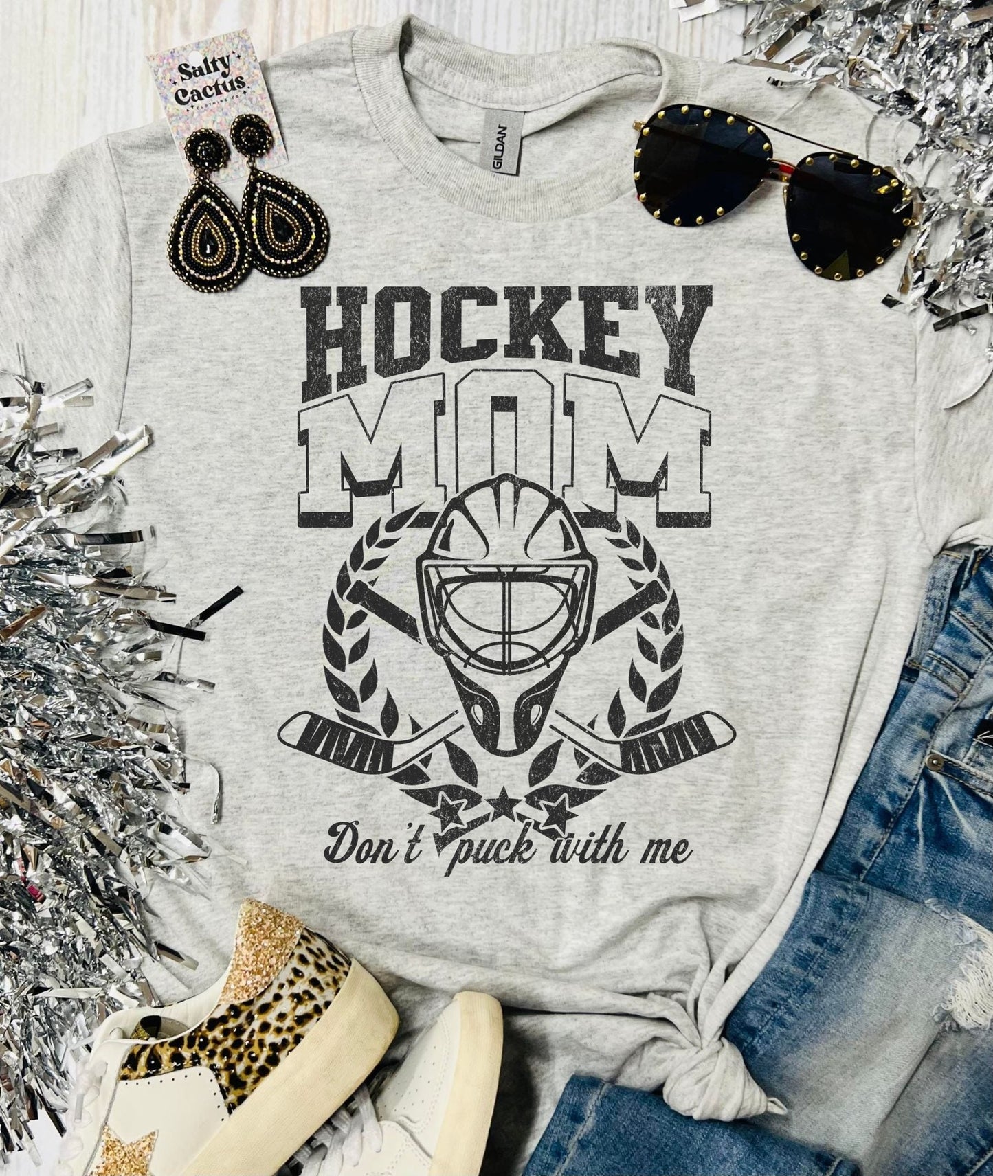 Hockey Mom Don't Puck With Me Ash Grey Tee