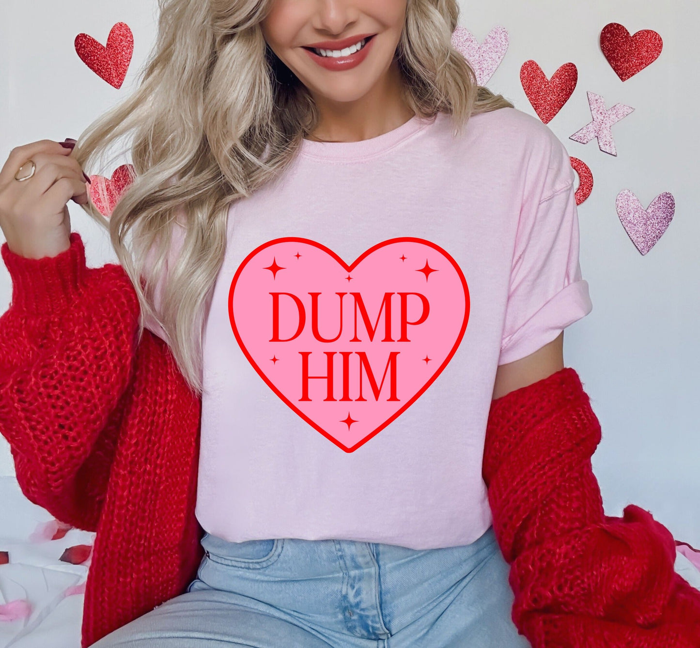 Dump Him Heart Baby Pink Tee