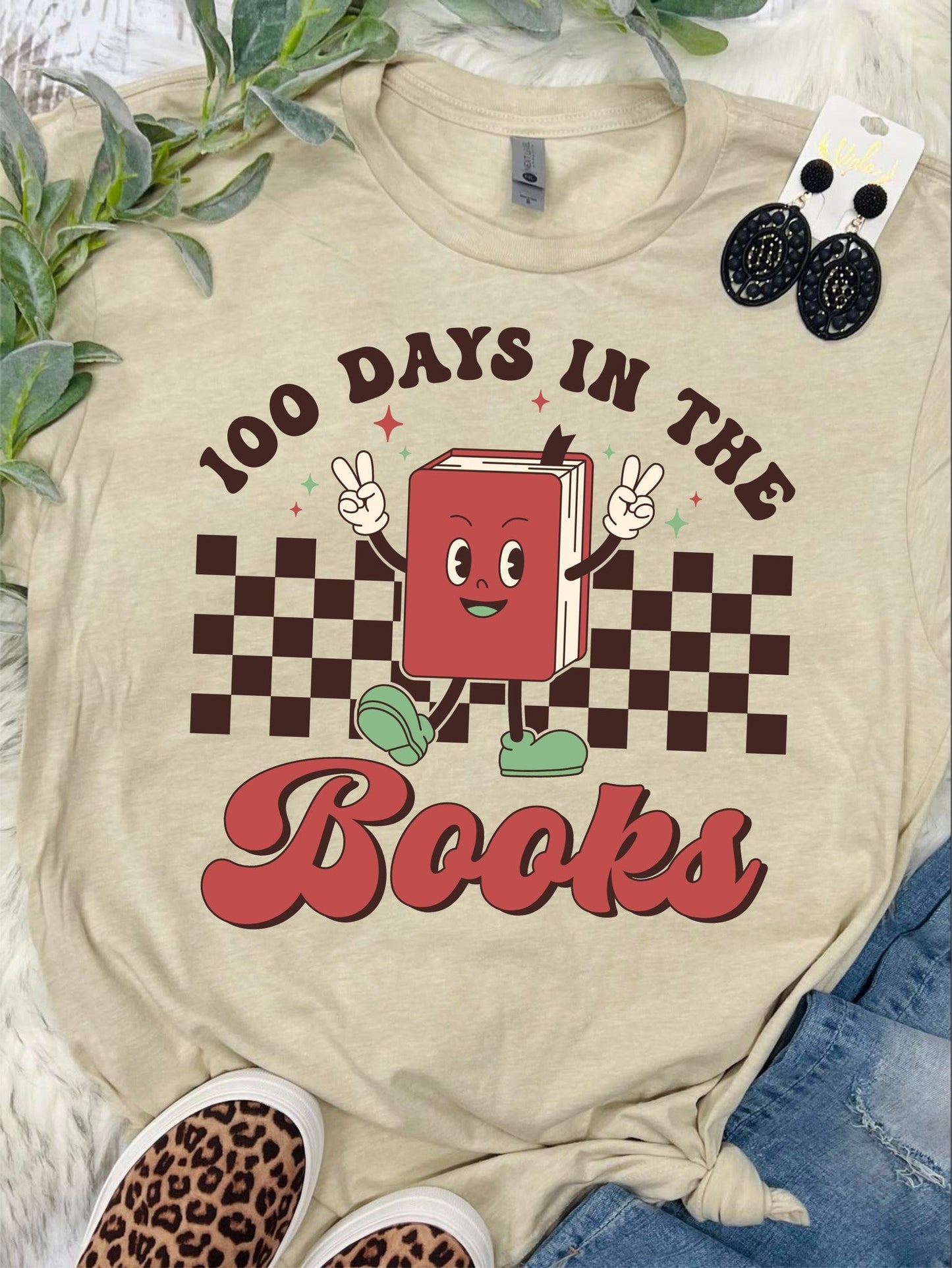100 Days In The Books Apple Tan Tee