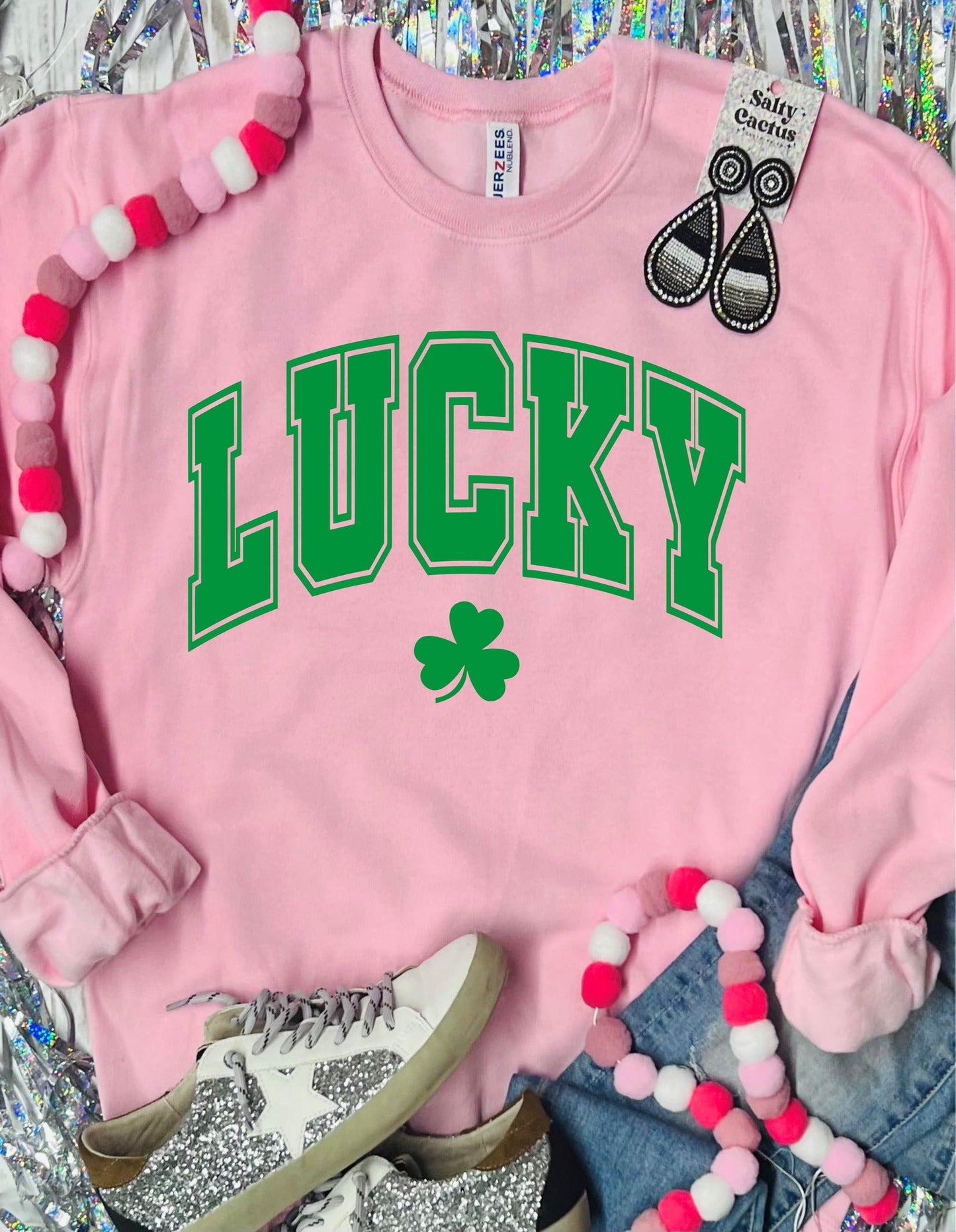 Lucky Green Baby Pink Sweatshirt